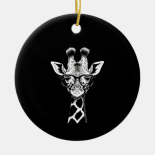 Cool Giraffe Graphic Casual Summer Funny Cute Anim Ceramic Ornament