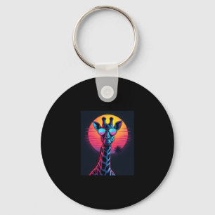 Cool Giraffe In Sunglasses Under Sunset Long Sleev Key Ring