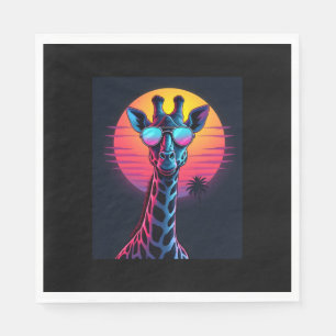 Cool Giraffe In Sunglasses Under Sunset Long Sleev Napkin