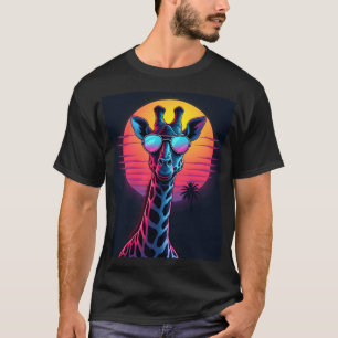 Cool Giraffe In Sunglasses Under Sunset Long Sleev T-Shirt
