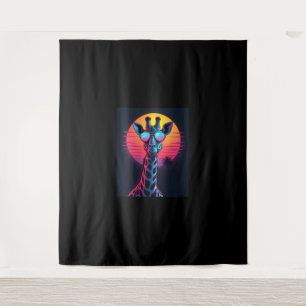 Cool Giraffe In Sunglasses Under Sunset Long Sleev Tapestry