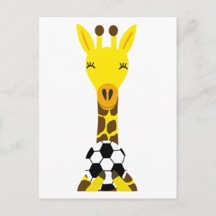 Cool Giraffe Playing Soccer Postcard