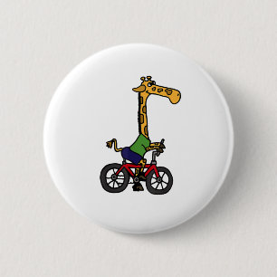 Cool Giraffe Riding Bicycle 6 Cm Round Badge