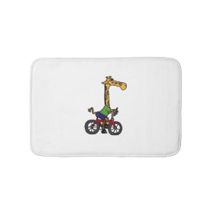 Cool Giraffe Riding Bicycle Bath Mat