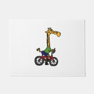 Cool Giraffe Riding Bicycle Doormat