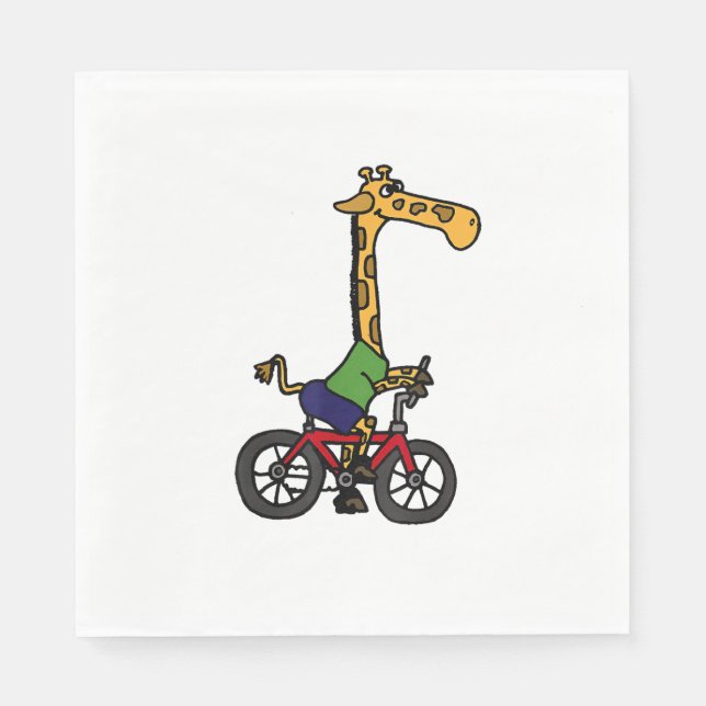 Cool Giraffe Riding Bicycle  Napkin (Front)