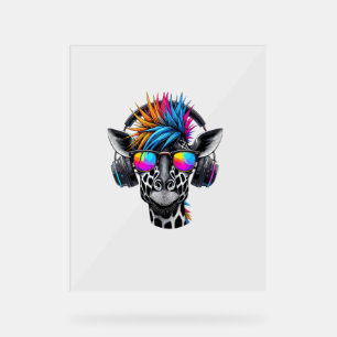 Cool Giraffe Sunglasses Headphones Giraffes Acrylic Sign