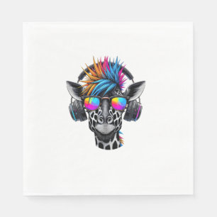Cool Giraffe Sunglasses Headphones Giraffes   Napkin