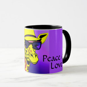 Cool Giraffe Sunglasses Peace & Love Mug