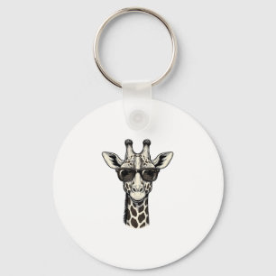 Cool Giraffe Sunglasses Vintage Engraving Shirt_1 Key Ring