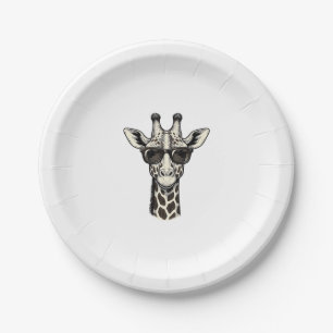 Cool Giraffe Sunglasses Vintage Engraving Shirt_1 Paper Plate