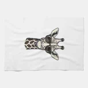 Cool Giraffe Sunglasses Vintage Engraving Shirt_1 Tea Towel