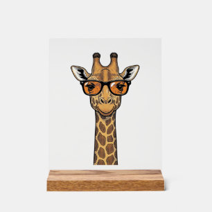 Cool Giraffe Sunglasses Vintage Engraving Shirt De Acrylic Sign