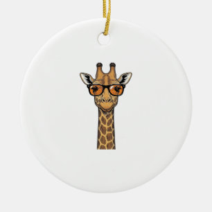 Cool Giraffe Sunglasses Vintage Engraving Shirt De Ceramic Ornament