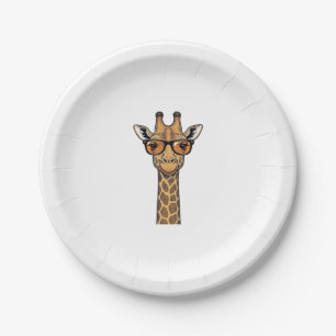 Cool Giraffe Sunglasses Vintage Engraving Shirt De Paper Plate