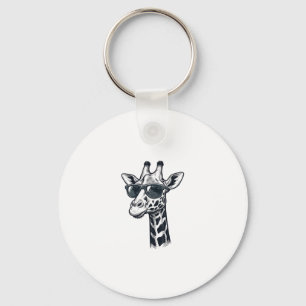Cool Giraffe Sunglasses Vintage Engraving T-Shirt_ Key Ring