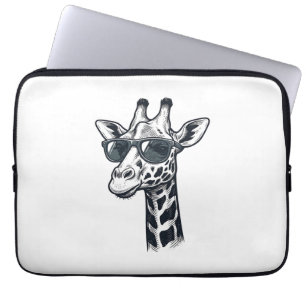 Cool Giraffe Sunglasses Vintage Engraving T-Shirt_ Laptop Sleeve