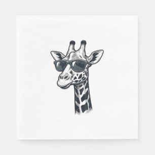 Cool Giraffe Sunglasses Vintage Engraving T-Shirt_ Napkin