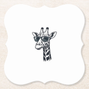 Cool Giraffe Sunglasses Vintage Engraving T-Shirt_ Paper Coaster