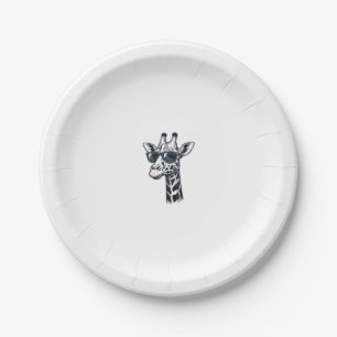 Cool Giraffe Sunglasses Vintage Engraving T-Shirt_ Paper Plate