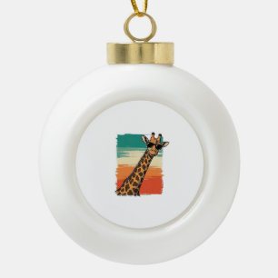 Cool Giraffe Sunglasses Vintage Sunset Shirt_1 Ceramic Ball Christmas Ornament