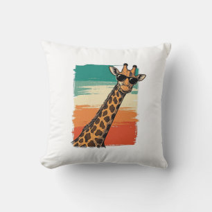 Cool Giraffe Sunglasses Vintage Sunset Shirt_1 Cushion