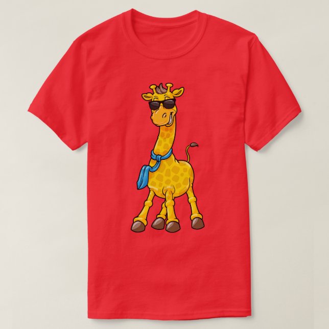 Cool giraffe with a sunglasses and a scarf T-Shirt (Design Front)