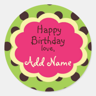 Cool Girl Funky PolkaDot Birthday Sticker