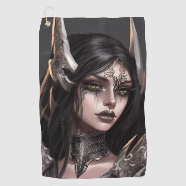 Cool Girl Goth Warrior Golf Towel (Front)