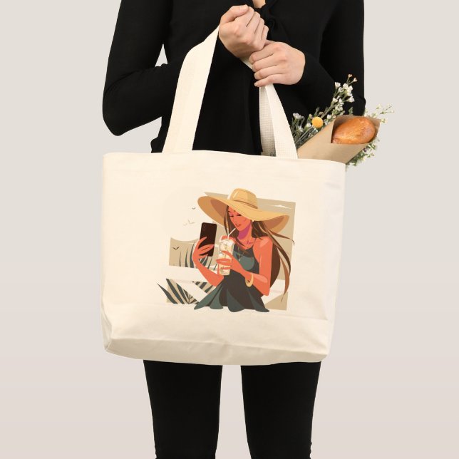 Cool Girl  Large Tote Bag (Front (Product))