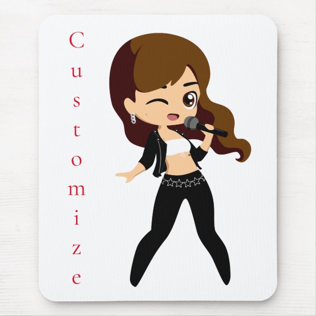 Cool Girl Sings Karaoke Thunder_Cove Mouse Pad (Front)