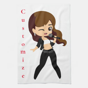 Cool Girl Sings Karaoke Thunder_Cove Tea Towel