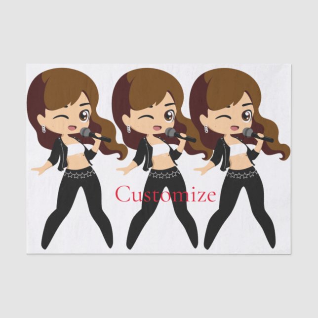 Cool Girl Sings Karaoke Thunder_Cove Tissue Paper (Front)