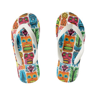 Cool girl tiled tiki beach pattern Kid's  Kid's Thongs