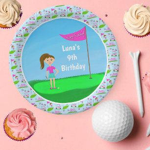 Cool Girl's Golfing Themed Birthday Party Paper Plate