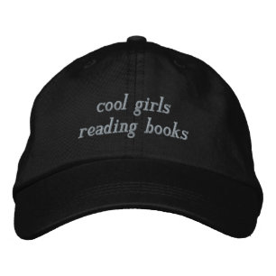 cool girls reading books embroidered hat
