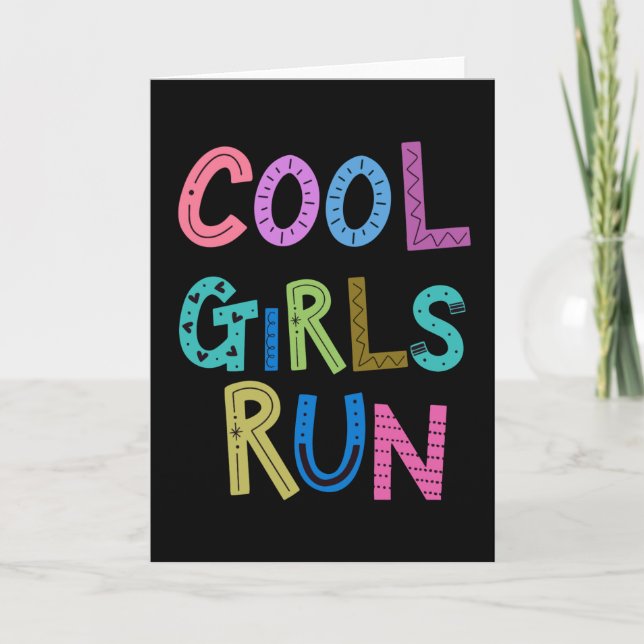 Cool Girls Run Runners Running Lover Womens Kids Card (Front)