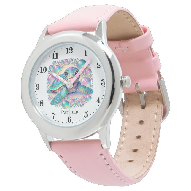 Cool girls sea turtle add name  watch (Angled)