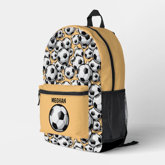 Cool girls soccer sports add name printed backpack (Back Corner Right)