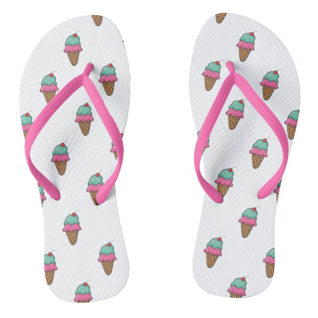 Cool Girly  Colourful Ice Cream Cones Thongs (Footbed)