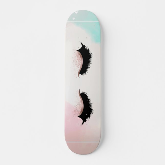 Cool Girly Faux Lashes Skateboard (Front)