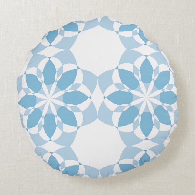 Cool, girly, modern, trendy unique flower abstract round cushion (Back)