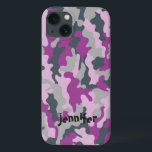 Cool Girly Pink Camo Camouflage Name Personalised iPhone 13 Case<br><div class="desc">Camo pattern design in colour combination of pink, purple and light olive green and darker olive green in a subtle grayish tone with a place for your name. Personalise it with recipient's name or customise it further if you like to change the font, size, & colour of the text as...</div>