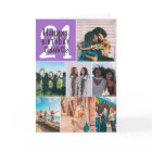 Cool girly purple photos collage grid 21 birthday