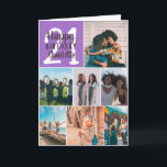 Cool girly purple photos collage grid 21 birthday card<br><div class="desc">Cool modern purple photos collage grid 21 birthday ,  add 8 of your friends favourite photo with a modern and cool elegant script font typography. Add your message inside.</div>