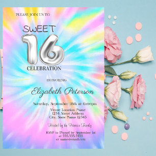 Cool Girly Tie Dye 16 Invitation