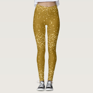 Cool Glam Diva Festive Gold Glitter Confetti Party Leggings
