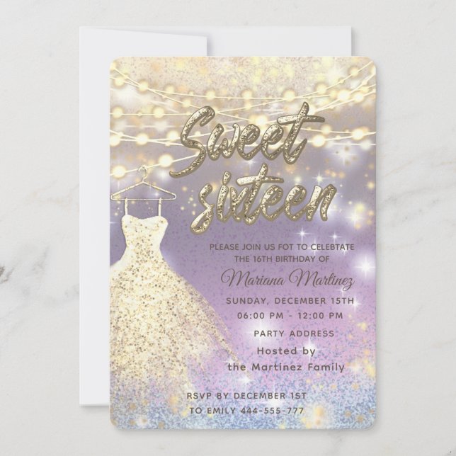 Cool glitter elegant String lights gold sparkle  Invitation (Front)