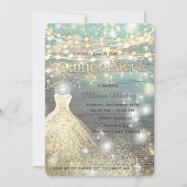 Cool glitter elegant String lights gold sparkle  Invitation (Front)