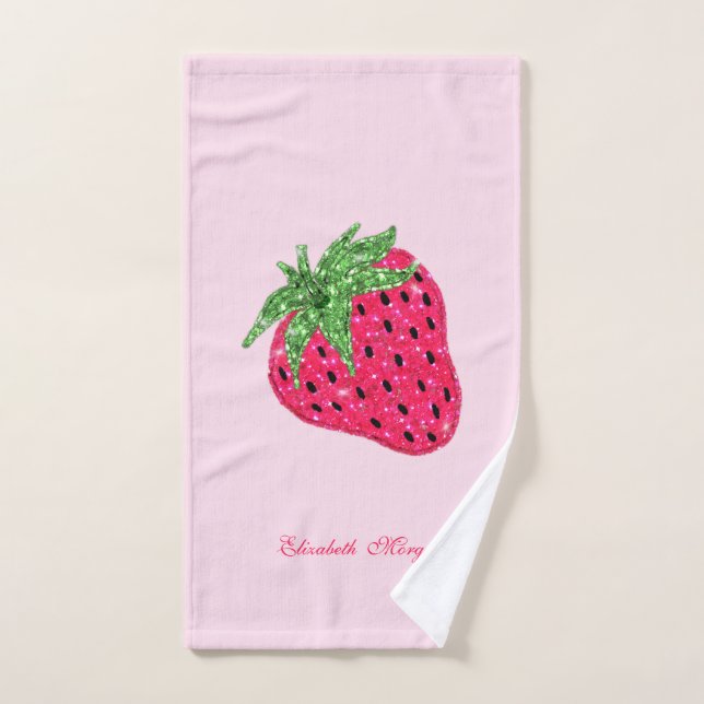 Cool Glitter Strawberry Bath Towel Set (Hand Towel)